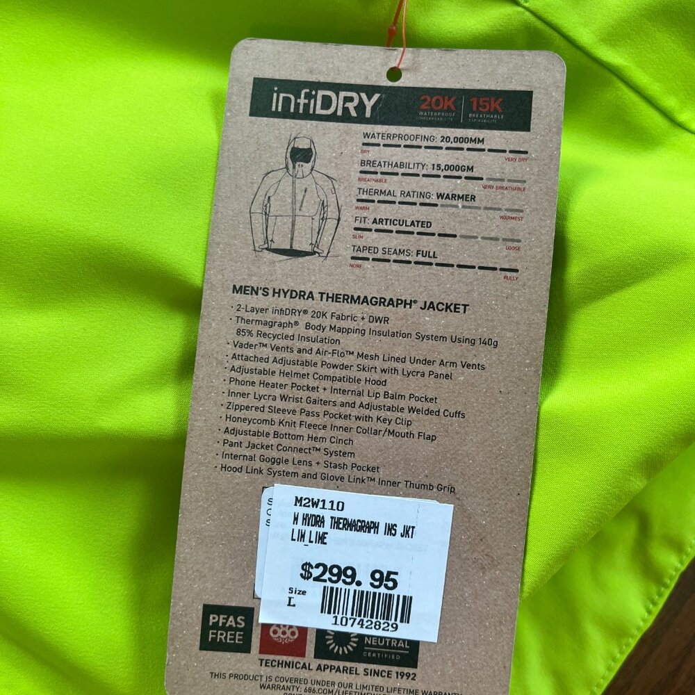 686 InfiDry Green Jacket - Picture 4 of 5